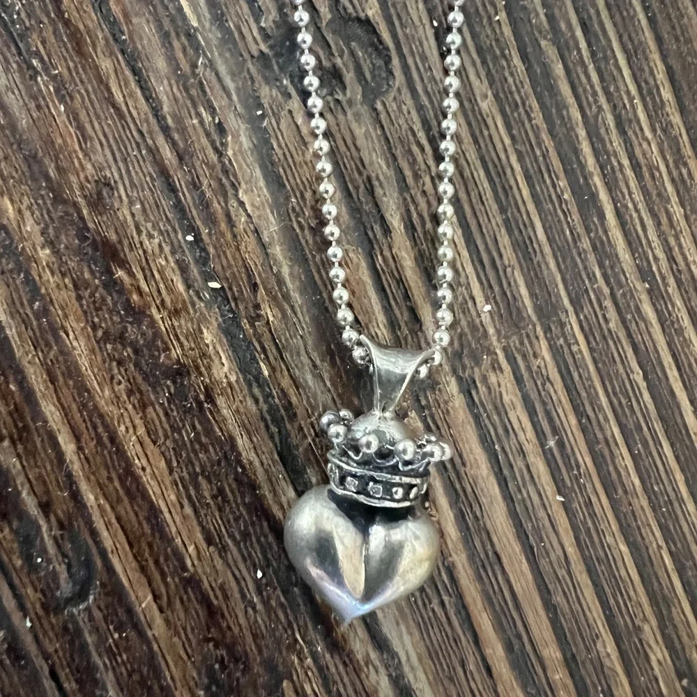 Vintage- King Baby Studio- .925 Silver (Italy) Crown Heart Pendant Necklace - Picture 5 of 12